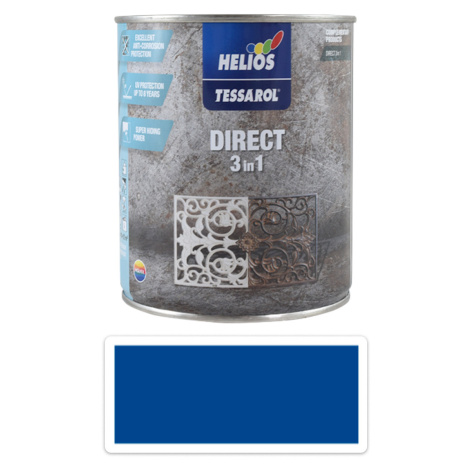 TESSAROL Direct 3in1 - antikorozní barva na kov 0.75 l Modrá RAL 5017 HELIOS PREISSER