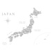 Mapa Map of Japan in gray watercolor, Blursbyai, 40 × 26.7 cm