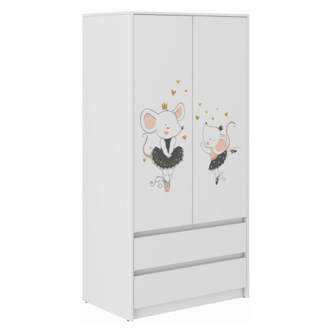 Dětská šatní skříň s motivem myšky – 180 × 55 × 90 cm