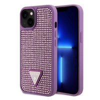 Guess Rhinestones Triangle Metal Logo Kryt pro iPhone 15 Plus Purple