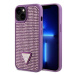 Guess Rhinestones Triangle Metal Logo Kryt pro iPhone 15 Plus Purple