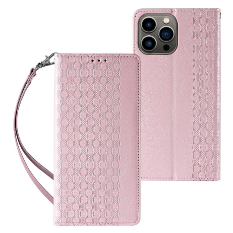 Magnet Case elegantní knížkové pouzdro s poutkem na iPhone 12 Pro MAX 6.7" Pink