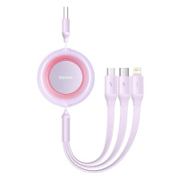 Kabel 3 v 1 Baseus Bright Mirror 2 USB, micro USB / Lightning / USB-C, plochý, 3,5 A, 1,1 m (fia