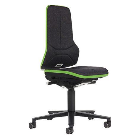 bimos Průmyslová otočná židle NEON ESD, kolečka, permanentní kontakt, látka, zelený flexibilní p
