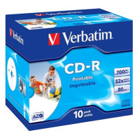 VERBATIM CD-R AZO 700MB, 52x, printable, jewel case 10 ks