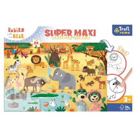 Oboustranné puzzle Treflíci v ZOO SUPER MAXI 24 dílků