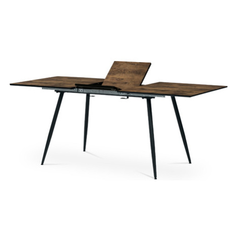 Jídelní stůl, 140+40x80x76 cm, MDF deska, dýha v imitaci staré dřevo, kov, černý lak Autronic