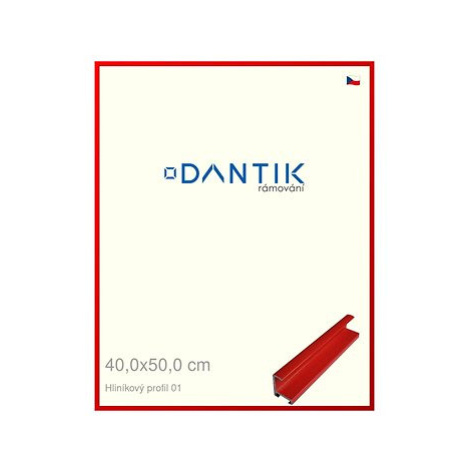 DANTIK rámeček 40 × 50, ALU profil 7001 Červený Ferrari lesklý plexi čiré