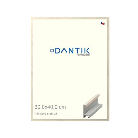 DANTIK rámeček 30 × 40, ALU profil 6035 Dýha slonová kost plexi čiré