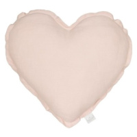 Cotton & Sweets Mini lněný polštář srdce pudrově růžová 28 cm