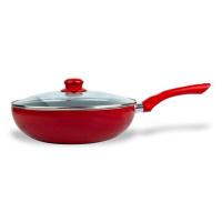 Pánev WOK s poklicí KITCHISIMO Rosso 28cm nepřilnavý povrch