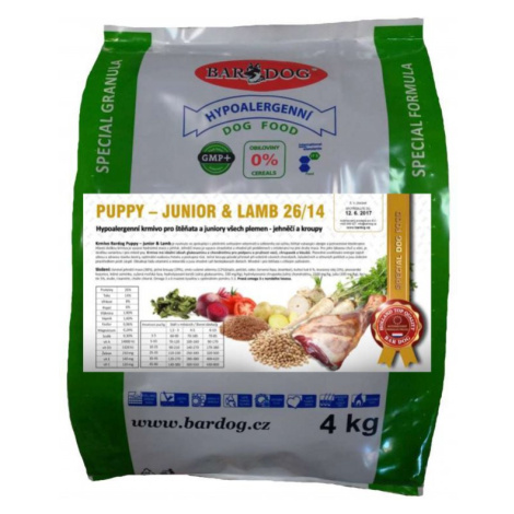 Bardog Hypoalergenní granule Puppy Junior Lamb 26/14 4 kg