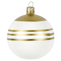 Sada 3 skleněných vánočních ozdob v bílo-zlaté barvě Ego Dekor