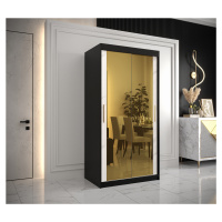 Šatní skříň Abi Golden T3 Barva korpusu: Černá, Rozměry: 100 cm, Dveře: Bílý Marmur + zlaté zrca