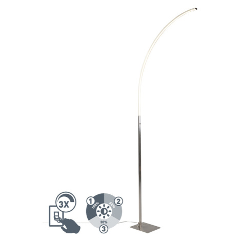 Moderní stojací ocelová lampa včetně LED a 3-stupňového stmívače - Stylová QAZQA