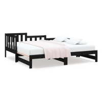 Výsuvná postel černá 2× (90 × 200 cm) masivní borovice, 820745