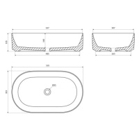 OMNIRES MESA umyvadlo na desku, 53 x 32 cm bílá mat /BM/ MESA530BM