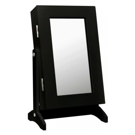 Malá černá šperkovnice se zrcadlem 21 x 15 x 35 cm
