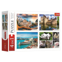 Puzzle Santorini, Benátky, Zámek Sully-sur-Loire a Kočky 4x1000 dílků