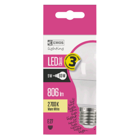 Emos Lighting LED žárovka Classic A60 9W(60W) 806lm E27 teplá bílá 1 ks