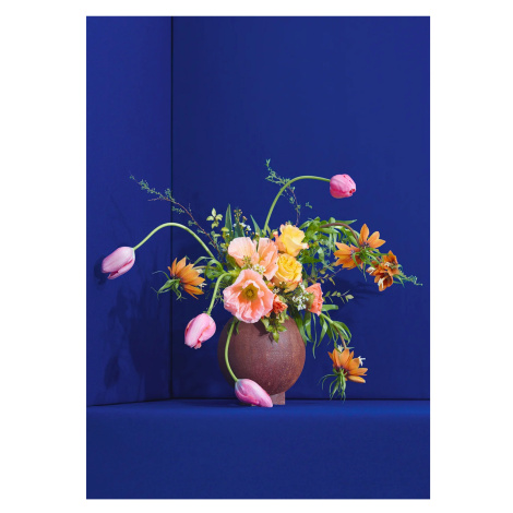 Paper Collective designové moderní obrazy Blomst 01 - Blue (120 x 168 cm)