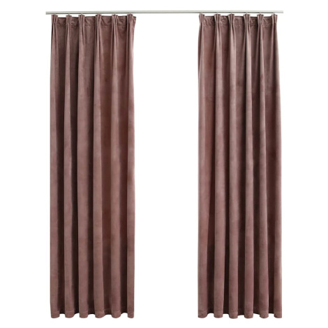 vidaXL Zatemňovací závěsy s háčky 2 ks samet starorůžové 140x225 cm