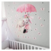 Dětské samolepky na zeď - Zajíčci s deštníkem