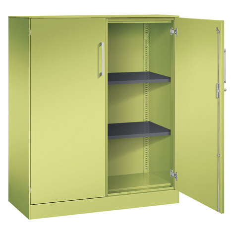 C+P Skříň s otočnými dveřmi ASISTO, výška 1292 mm, šířka 1000 mm, 2 police, viridianová zelená/v