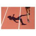 Fotografie Female athlete running on track, low, PhotoAlto/Odilon Dimier, 40 × 26.7 cm