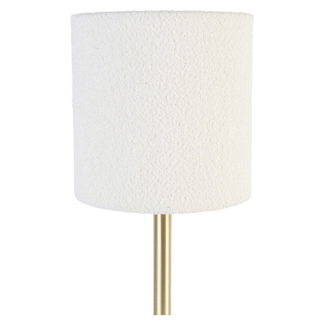 Klasická stolní lampa mosazná se stínítkem bílá 20 cm - Simplo QAZQA
