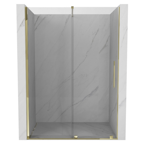 MEXEN/S Velar posuvné sprchové dveře 150, transparent, zlatá 871-150-000-01-50