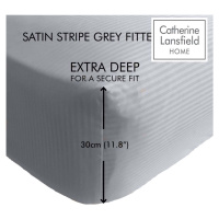 Šedé napínací prostěradlo 90x190 cm Satin Stripe - Catherine Lansfield