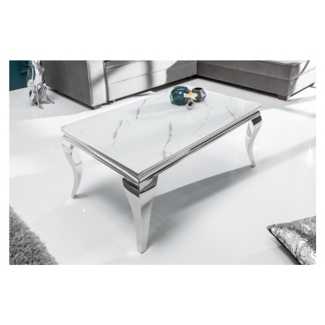 LuxD Designový konferenční stůl Rococo 100 cm stříbrný - mramor