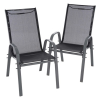 Garthen Sada 2 ks zahradních stohovatelných židlí - černá
