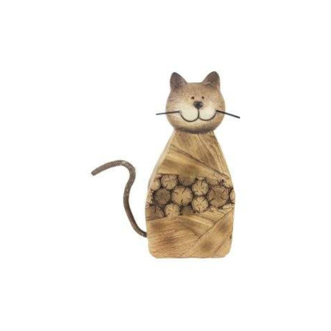Dřevěná dekorace kočka kulatina 22cm Morex