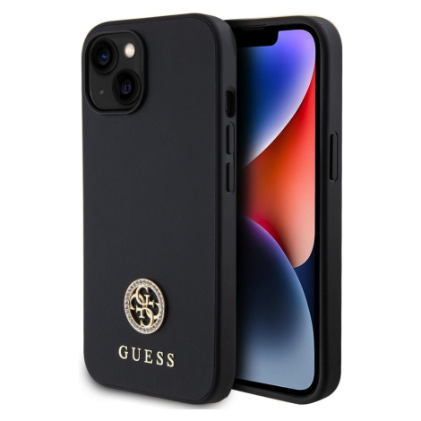 Guess PU 4G Strass Metal Logo kryt iPhone 15 černý