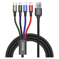 Kabel Kabel USB Baseus Fast 4w1 USB-C / 2x Lightning / Micro 3,5A 1,2m (czarny) (6953156278486)