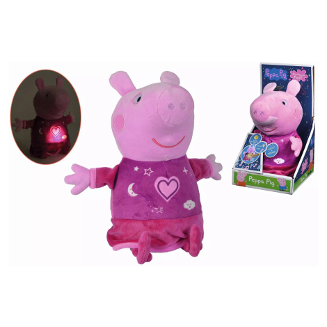 Peppa Pig 2v1 plyšový usínáček, hrající + světlo, růžový, 25 cm Simba