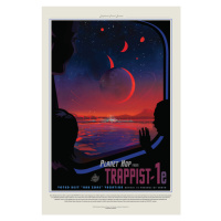 Obrazová reprodukce Trappist 1E (Planet & Moon Poster) - Space Series (NASA), 26.7 × 40 cm