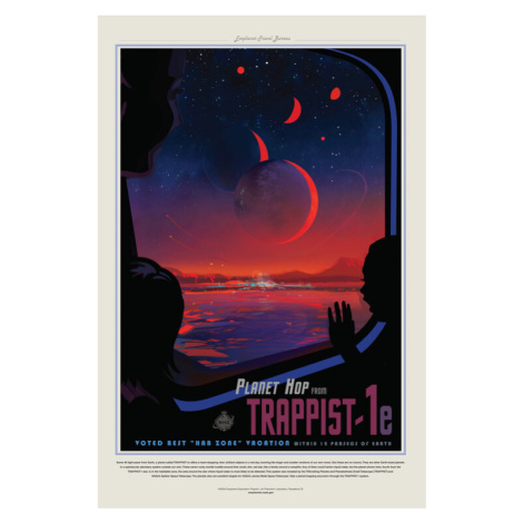 Obrazová reprodukce Trappist 1E (Planet & Moon Poster) - Space Series (NASA), 26.7 × 40 cm