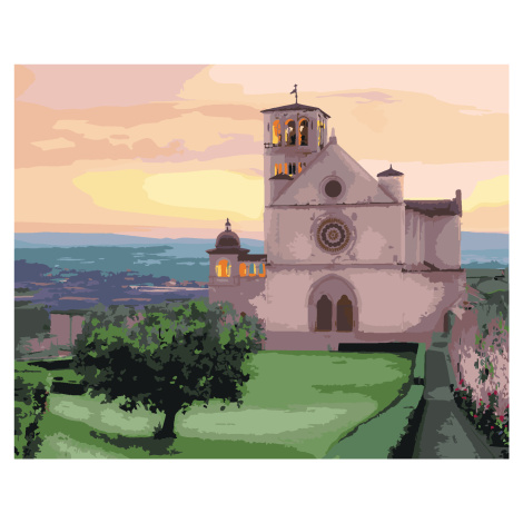 Malování podle čísel - BAZILIKA SVATÉHO FRANTIŠKA Z ASSISI, ITÁLIE (TED DAVIS) Rozměr: 80x100 cm