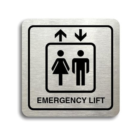 Accept Piktogram "emergency lift" (80 × 80 mm) (stříbrná tabulka - černý tisk)