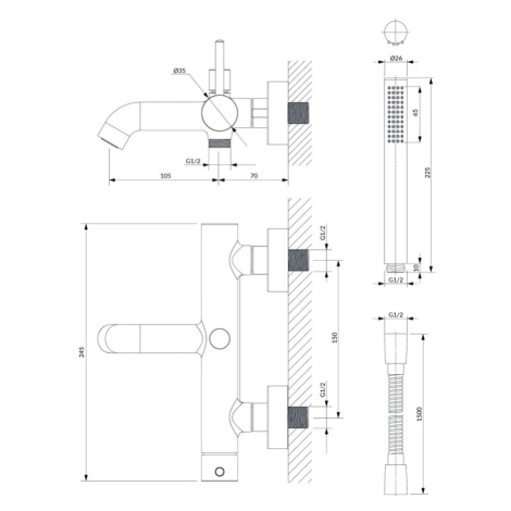 OMNIRES Y vanová baterie se sprchovou soupravou nikl /NI/ Y1231NI