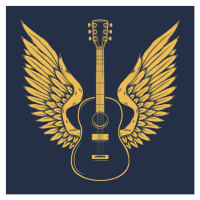 Ilustrace Illustration of winged rock guitar. Design, ioanmasay, 40 × 40 cm