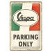 Plechová cedule Vespa - Parking Only Italian, 20 x 30 cm