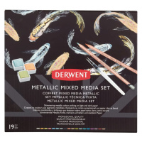 Derwent, 2305948, Metallic Mixed Media, sada metalických pastelek a akvarelových barev se štětce