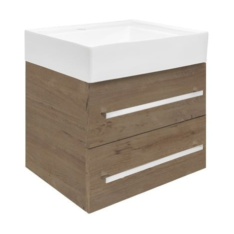 Koupelnová skříňka s umyvadlem SAT Cube Way 60x53x46 cm dub Wellington mat CUBE46602DWSATCW