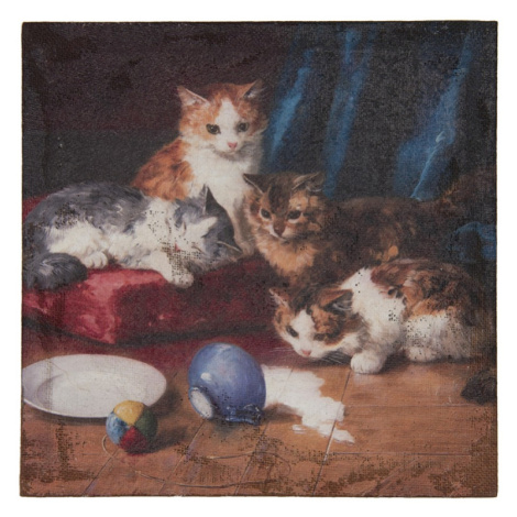 Obraz na jutě s kočkami – 40x2x40 cm Clayre & Eef