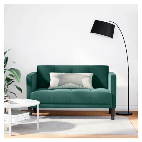 vidaXL Loveseat Sofa tmavě zelená 111 cm samet