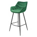 LuxD Designová barová židle Kiara smaragdový samet